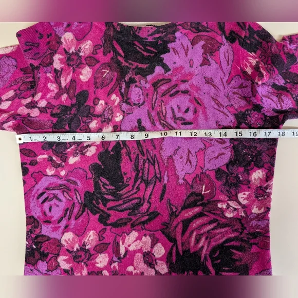 Talbots Pink Floral Cashmere Sweater - Picture 9 of 11